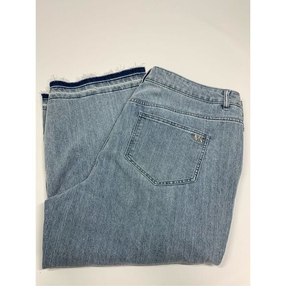 Michael Kors Womens High Rise Frayed Hem Straight Jeans Light Wash Blue Size 20W - Picture 9 of 12